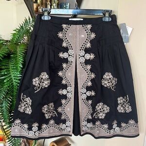 Brand New WD.NY Black Flair Pleat Skirt Embellished Embroidered Beaded Detail